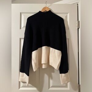 Black & Cream Mock Neck Sweater NWT